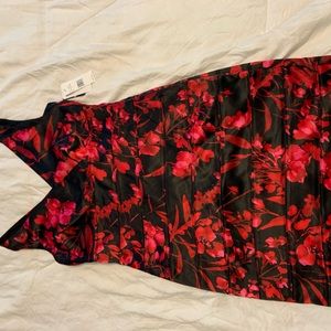 Black and red satin dress